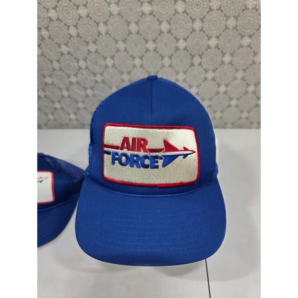 Two Vintage Air Force Trucker Hats Royal Blue‎ Mesh One Size - Picture 2 of 14